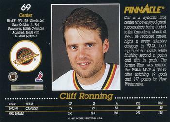 1993-94 Pinnacle #69 Cliff Ronning Back