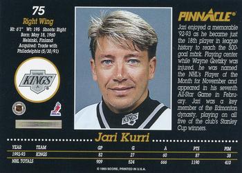 1993-94 Pinnacle #75 Jari Kurri Back