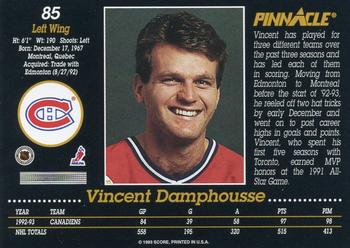 1993-94 Pinnacle #85 Vincent Damphousse Back