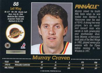 1993-94 Pinnacle #88 Murray Craven Back
