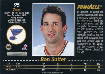 1993-94 Pinnacle #95 Ron Sutter Back