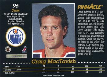 1993-94 Pinnacle #96 Craig MacTavish Back