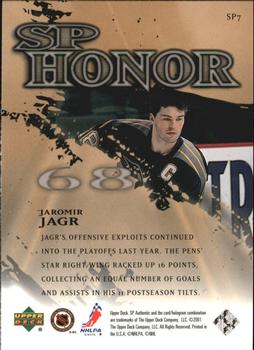 2000-01 SP Authentic - Honor #SP7 Jaromir Jagr Back
