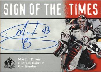 2000-01 SP Authentic - Sign of the Times #BI Martin Biron Front