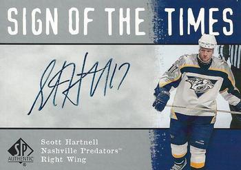 2000-01 SP Authentic - Sign of the Times #SH Scott Hartnell Front