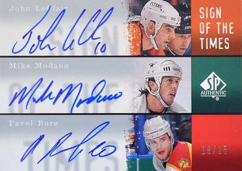 2000-01 SP Authentic - Sign of the Times #LMB John LeClair / Mike Modano / Pavel Bure Front