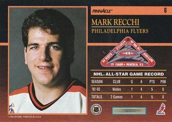 1993-94 Score - Pinnacle All-Stars U.S. #6 Mark Recchi Back