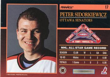 1993-94 Score - Pinnacle All-Stars U.S. #17 Peter Sidorkiewicz Back