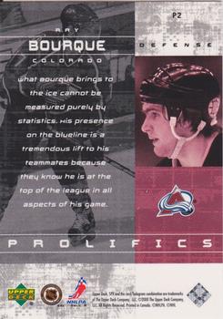 2000-01 SPx - Prolifics #P2 Ray Bourque Back