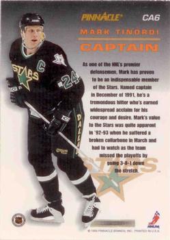 1993-94 Pinnacle - Captains #CA6 Mark Tinordi Back