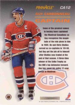 1993-94 Pinnacle - Captains #CA12 Guy Carbonneau Back