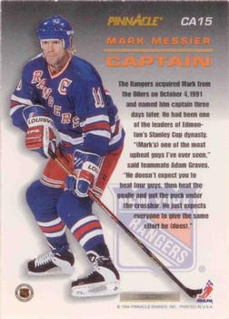 1993-94 Pinnacle - Captains #CA15 Mark Messier Back
