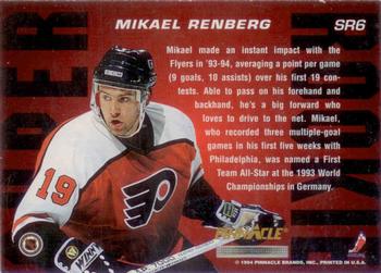 1993-94 Pinnacle - Super Rookies #SR6 Mikael Renberg Back