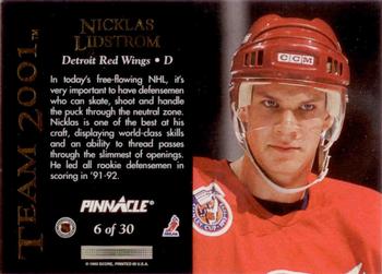 1993-94 Pinnacle - Team 2001 #6 Nicklas Lidstrom Back