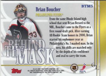 2000-01 Topps Gold Label - Behind the Mask #BTM5 Brian Boucher Back