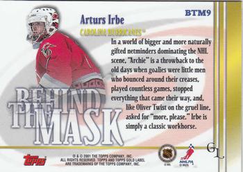 2000-01 Topps Gold Label - Behind the Mask #BTM9 Arturs Irbe Back