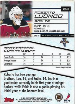 2000-01 Topps Gold Label - Class 1 Gold #63 Roberto Luongo Back