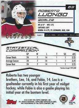 2000-01 Topps Gold Label - Class 2 Gold #63 Roberto Luongo Back