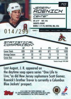 2000-01 Topps Gold Label - Class 2 Gold #70 Jeremy Roenick Back