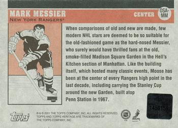 2000-01 Topps Heritage - The Original Six Arena Relics #OSA-MM Mark Messier Back