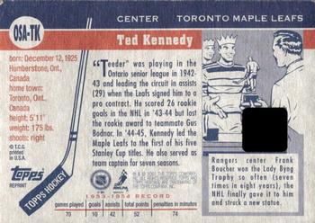 2000-01 Topps Heritage - The Original Six Arena Relics #OSA-TK Ted Kennedy Back