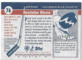 2000-01 Topps Heritage - Chrome #76 Rostislav Klesla Back