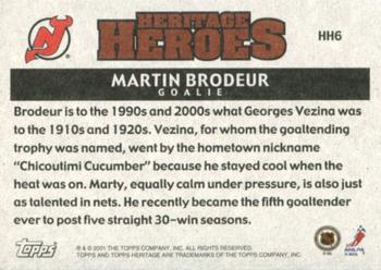 2000-01 Topps Heritage - Heroes #HH6 Martin Brodeur Back