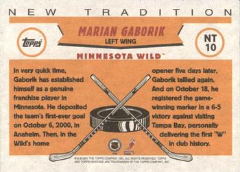 2000-01 Topps Heritage - New Tradition #NT10 Marian Gaborik Back