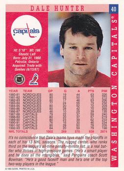 1993-94 Score #40 Dale Hunter Back