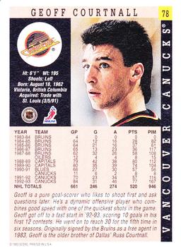 1993-94 Score #78 Geoff Courtnall Back
