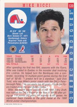1993-94 Score #120 Mike Ricci Back