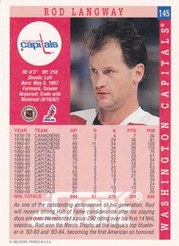1993-94 Score #145 Rod Langway Back