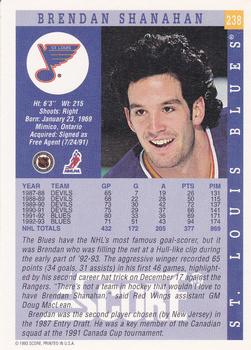 1993-94 Score #238 Brendan Shanahan Back