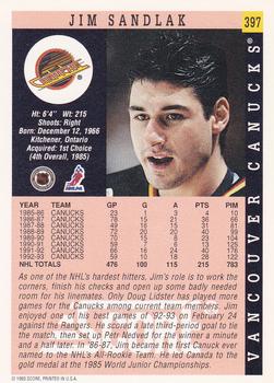 1993-94 Score #397 Jim Sandlak Back