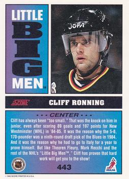 1993-94 Score #443 Cliff Ronning Back