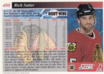 1993-94 Score #498 Rich Sutter Back