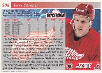 1993-94 Score #508 Terry Carkner Back