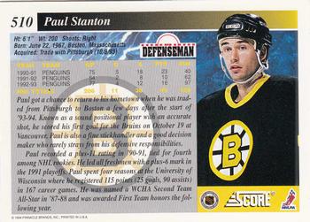 1993-94 Score #510 Paul Stanton Back