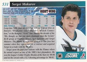 1993-94 Score #531 Sergei Makarov Back