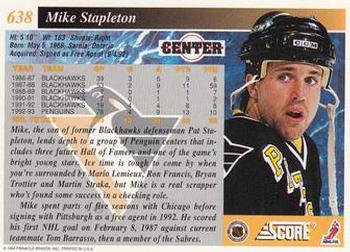 1993-94 Score #638 Mike Stapleton Back