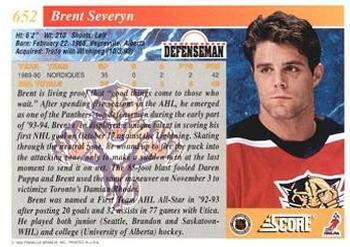 1993-94 Score #652 Brent Severyn Back