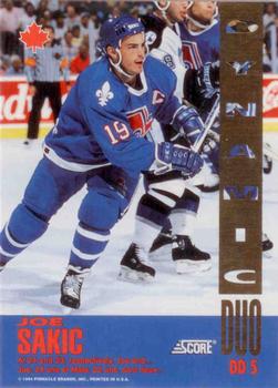 1993-94 Score Canadian - Dynamic Duos Canadian #DD 5 Joe Sakic / Mats Sundin Front