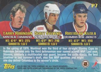 2000-01 Topps Stars - Progression #P7 Larry Robinson / Scott Stevens / Rostislav Klesla Back