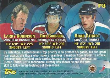 2000-01 Topps Stars - Progression #P8 Larry Robinson / Ray Bourque / Brad Stuart Back