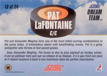 1993-94 Score Canadian - Dream Team #13 Pat LaFontaine Back