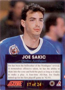 1993-94 Score - The Franchise #17 Joe Sakic Back