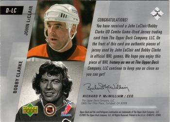 2000-01 Upper Deck - UD Combo Game Jerseys (Series One) #D-LC John LeClair / Bobby Clarke Back