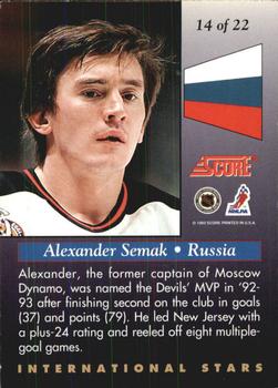 1993-94 Score - International Stars #14 Alexander Semak Back