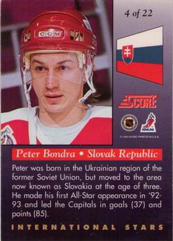 1993-94 Score - International Stars #4 Peter Bondra Back