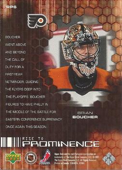 2000-01 Upper Deck - Rise to Prominence #RP6 Brian Boucher Back